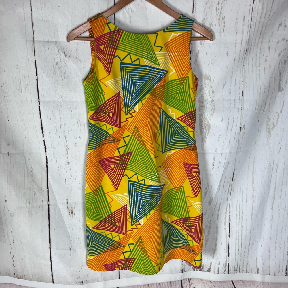 Retro vintage OOAK women’s multicolored printed dress lined size 2
